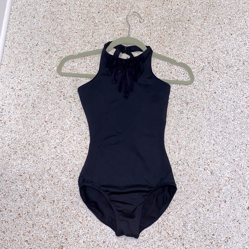 Black Halter Leotard with Front Detail